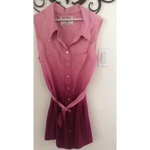 True Religion Leighton Lonestar Snap Front Burgundy Ombré Western Dress XS $209!